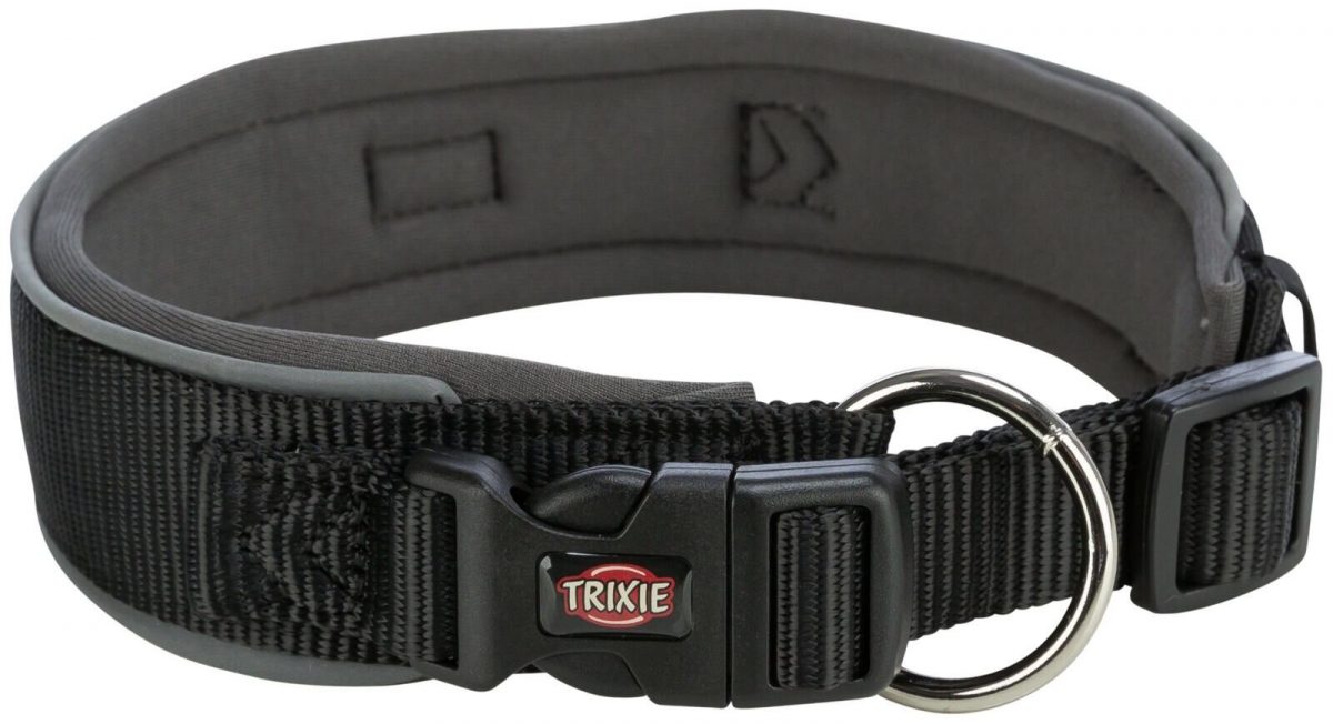 PREMIUM obojek extra široký, černá/grafit S-M: 33-42 cm/35 mm