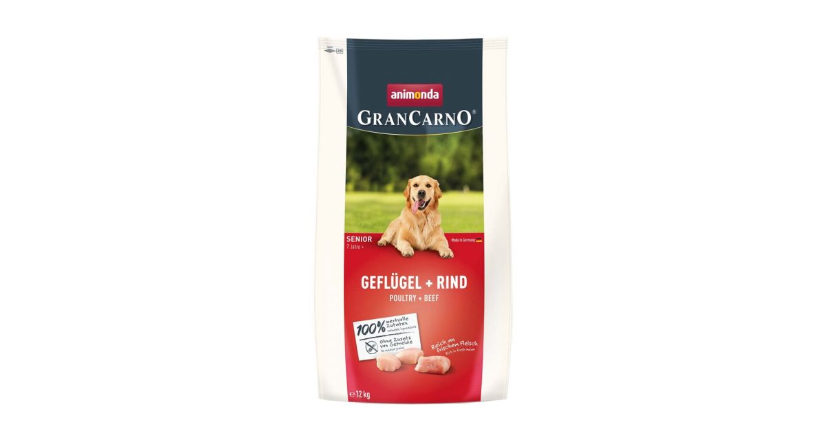 GranCarno Dog DryFood Senior s drůbežím a hovězím masem, 12 kg