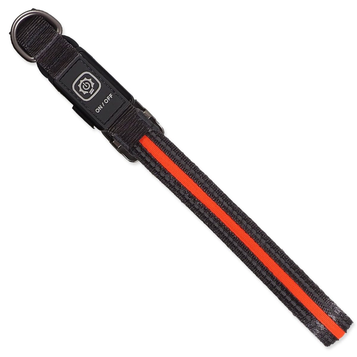 Obojek Dog Fantasy USB LED nylonový svítící S-M oranžový 1,9x35-50cm