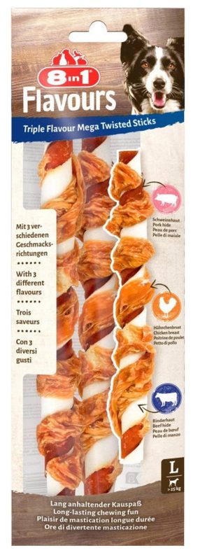 Pochoutka 8in1 Triple Flavour Mega Twisted Sticks 140g