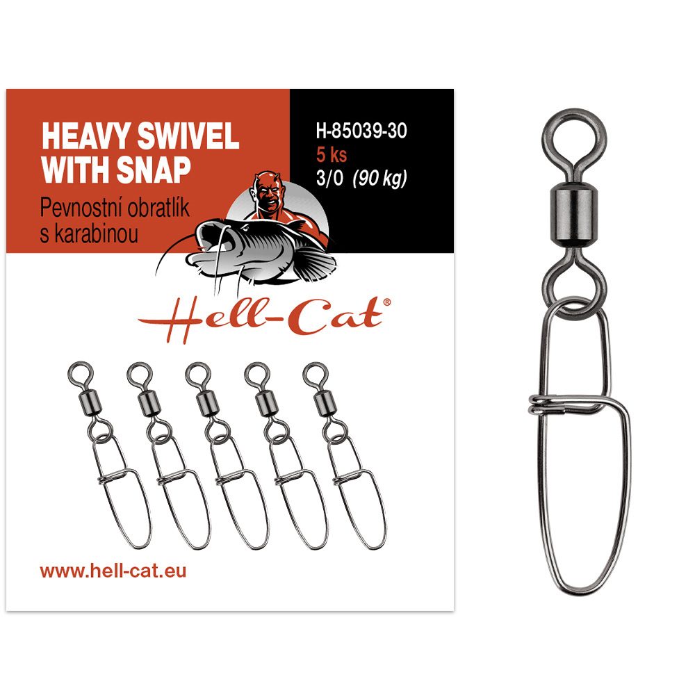 Hell-Cat Pevnostní obratlík s karabinou Heavy Swivel with Snap 5ks vel.4/0 (120kg)