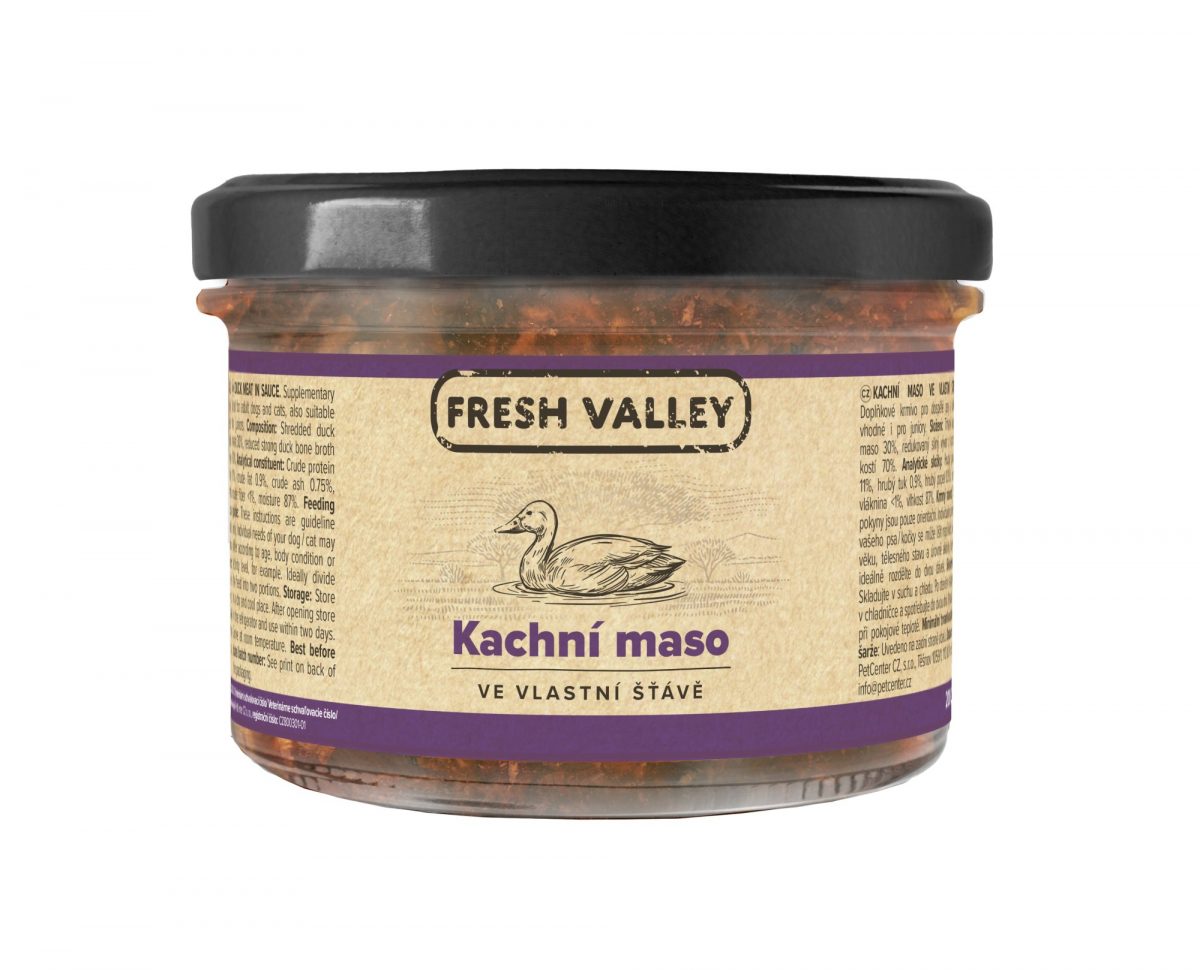 Sklenice Fresh Valley kachní maso ve vlastní šťávě 200g
