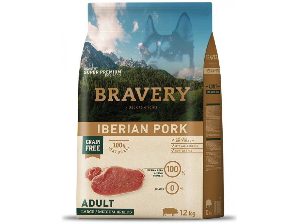 Bravery Dog Large/Medium Adult Iberian Pork - 12kg
