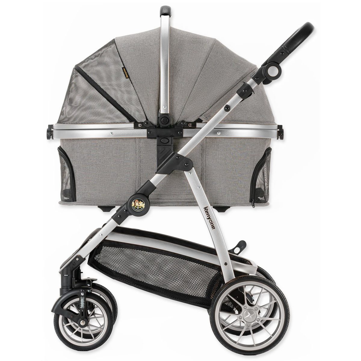 Kočárek Kenyone 60x69x106cm světle šedý, stříbrná kontrukce