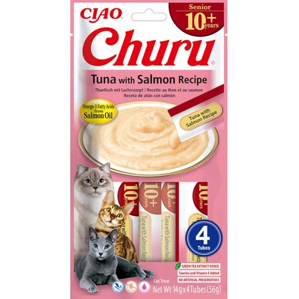 Inaba Churu Senior cat snack tuňák & losos 4x 14g