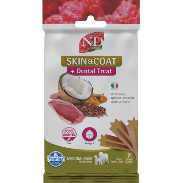 N&D QUINOA Dog Dental Snack Skin & Coat Duck Medium & Maxi 100 g