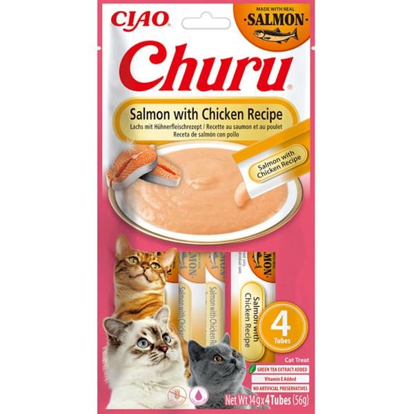 Inaba Churu cat snack losos & kuře 4x 14g