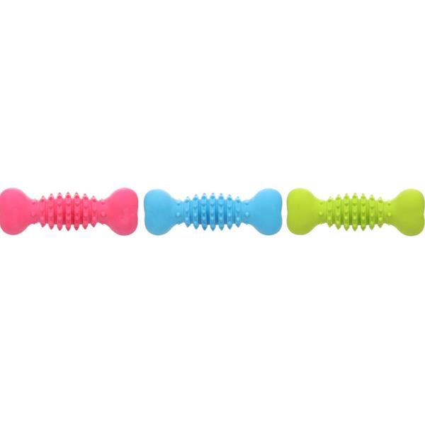 Hračka guma Fuma kost 20,5cm mix barev Flamingo