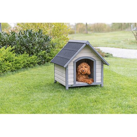 Natura bouda pro psa se sedlovou střechou, M: 77 x 82 x 88 cm, šedá
