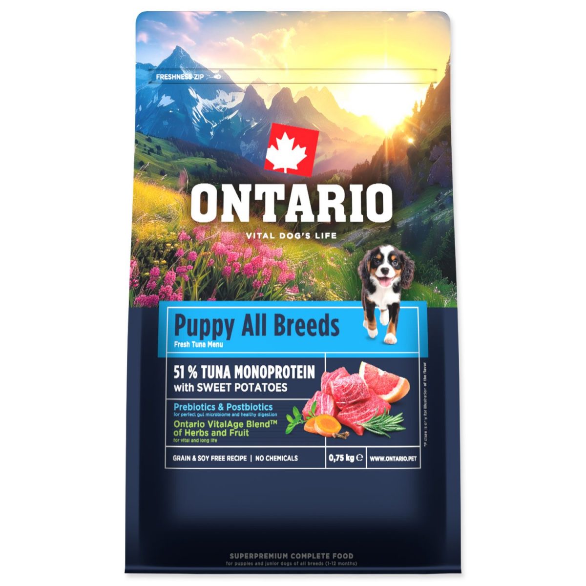 Ontario Puppy & Junior All Breeds Monoprotein Turkey & Sweet Potatoes 0,75kg