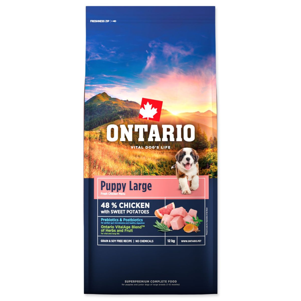 Ontario Puppy & Junior Large Chicken & Sweet Potatoes 12kg