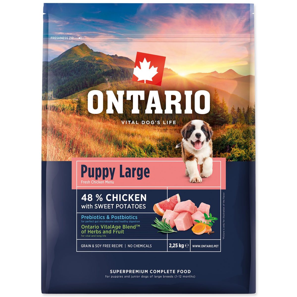 Ontario Puppy & Junior Large Chicken & Sweet Potatoes 2,25kg