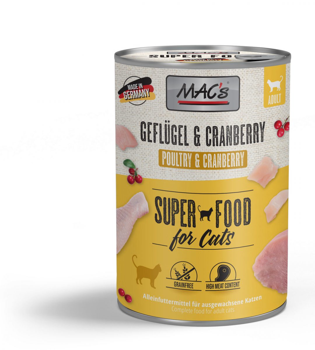 Mac´s Cat Konz. Drůbeží/Brusinky - 400g