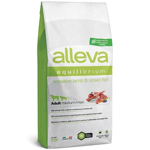 ALLEVA EQUILIBRIUM Dog Dry Adult Sensitive Lamb & Ocean Fish Medium/Maxi 12 kg