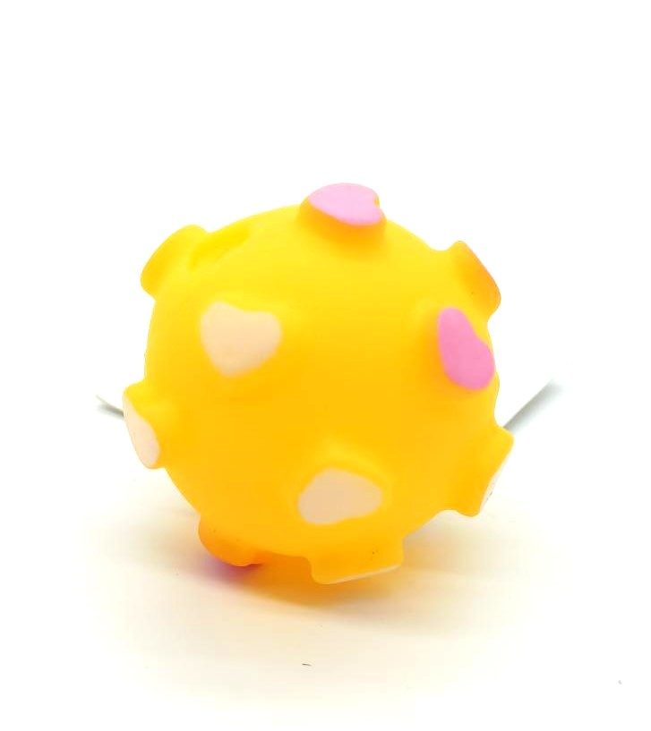 Míček se srdíčky žlutý - VINYL 5.5cm (336/1)