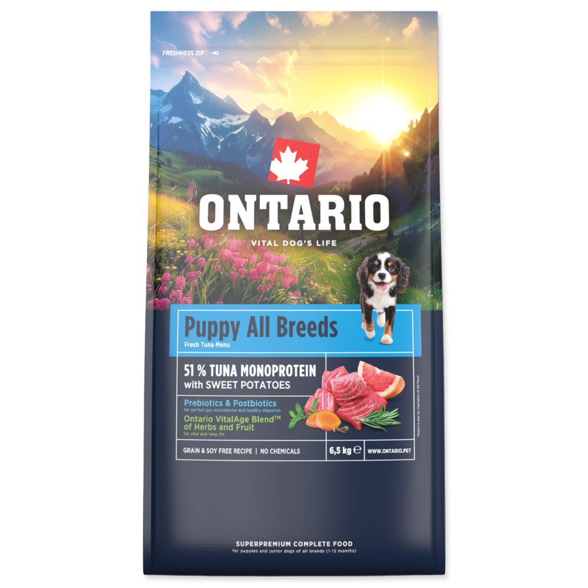 Ontario Puppy & Junior All Breeds Monoprotein Tuna & Sweet Potatoes 20kg