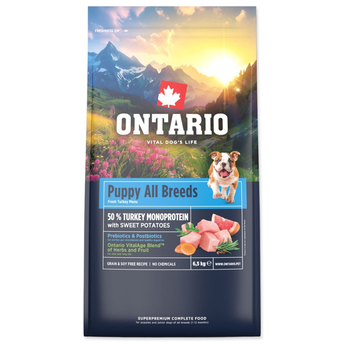 Ontario Puppy & Junior All Breeds Monoprotein Turkey & Sweet Potatoes 20kg