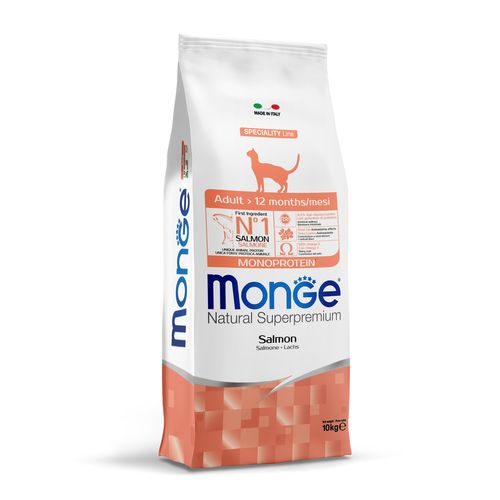 MONGE Natural Superpremium Adult 10kg monoproteinové krmivo s lososem pro dospělé kočky