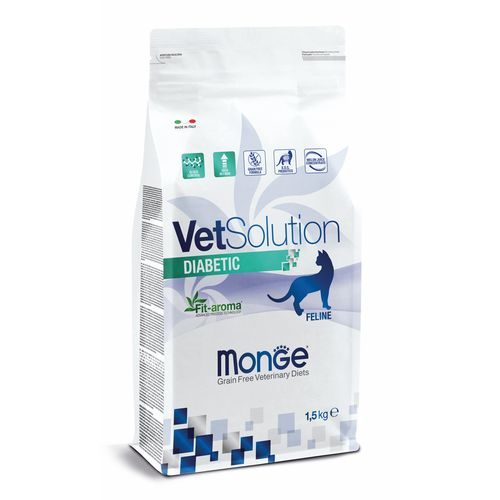 MONGE VetSolution Cat Diabetic 1,5kg dietní suché krmivo pro kočky s cukrovkou (Diabetes Mellitus)