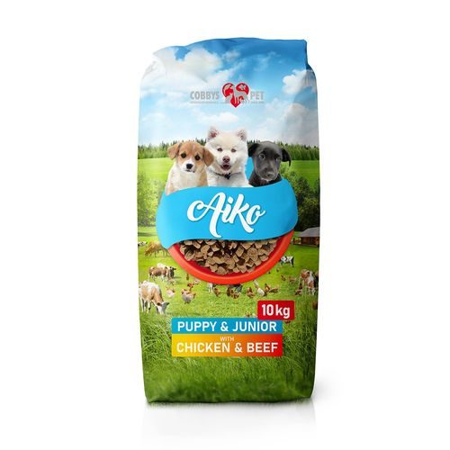 COBBYS PET AIKO PUPPY & JUNIOR Chicken & Beef 10kg plnohodnotné krmivo pro štěňata s hovězím a kuřecím masem