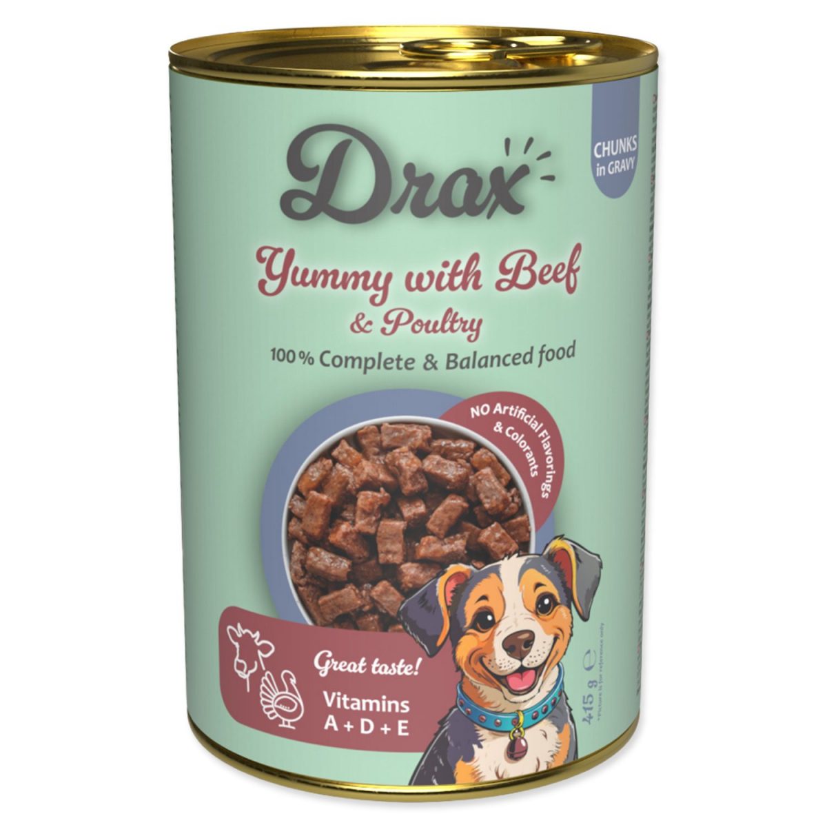 Konzerva Drax Adult s hovězím a drůbežím 415g