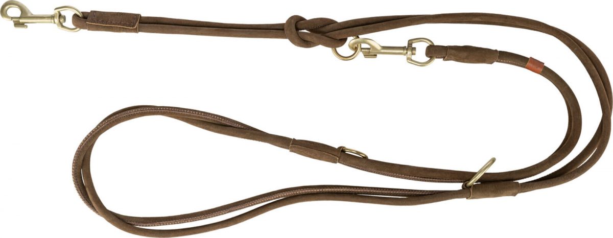 Vodítko PURE kožené kulaté nastavitelné, S: 2 m/ 10 mm, hnědá