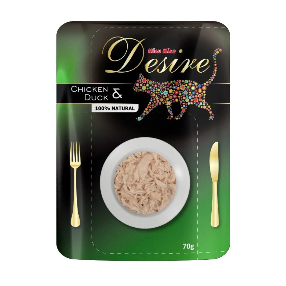 Desire premium s trhaným masem Kuře a Kachna, kapsička 70 g