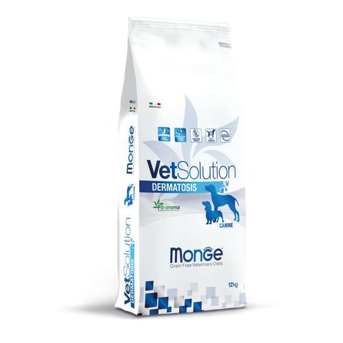 MONGE VetSolution Dog Dermatosis 12kg dietní suché krmivo pro psy na podporu funkce pokožky při dermatóze