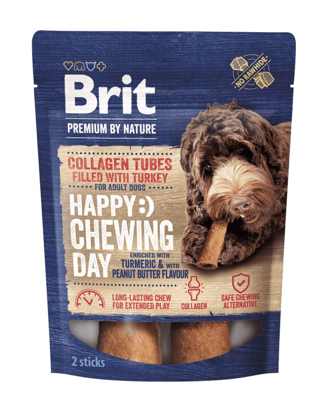 Brit Premium by Nature Collagen Chews Tubes filled with Turkey 15cmx20mm, 2 pcs.