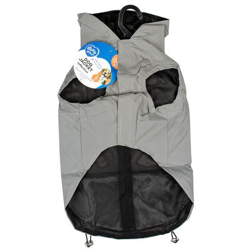 DUVO+ sportovní prší plášť z reflexní látky pro psy S 40cm šedý