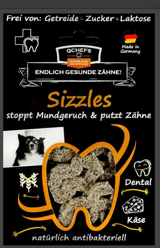 Q-Chefs Krekry na čištění zubů pro psy Sizzles, sáček 65g
