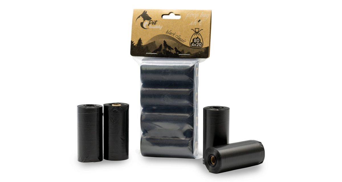 PetBuddy sáčky na exkrementy KLASIK 4 role/ á 20 sáčků, černé bez potisku