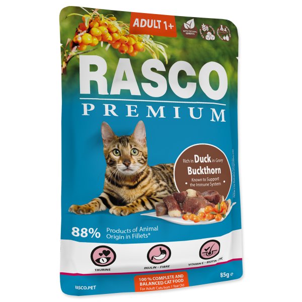 Rasco Premium Cat Pouch Adult, Duck, Buckthorn 85g
