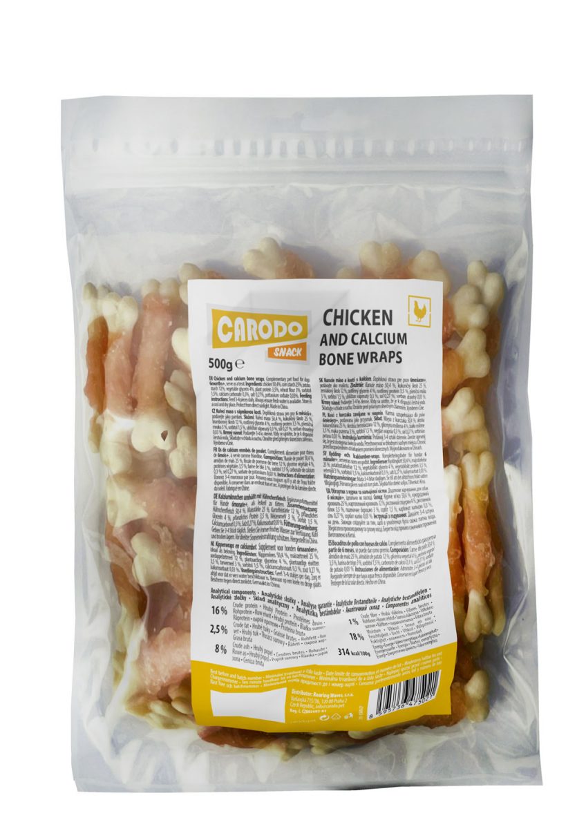 CARODO Dog poch. Kuřecí maso s vápníkovou kostí 500g