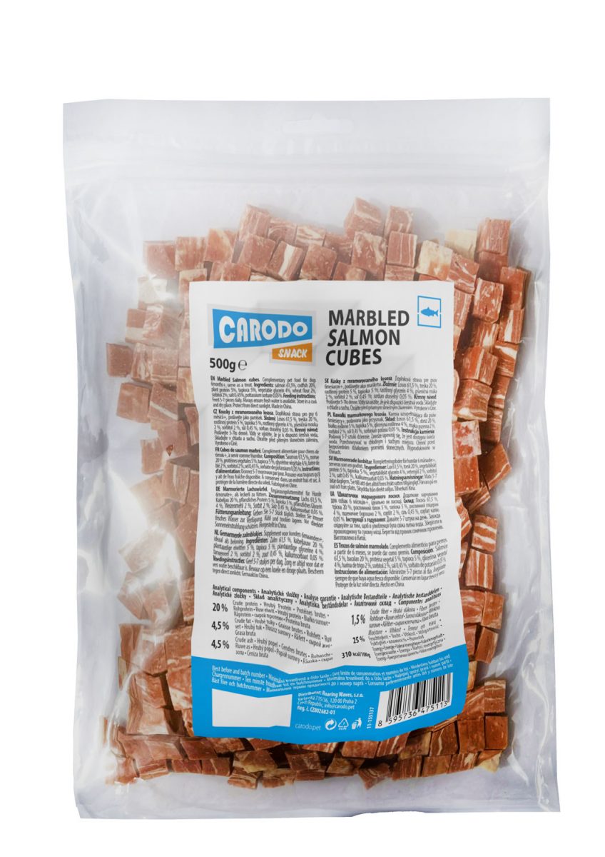 CARODO Dog poch. Kousky z mramorovaného lososa 500g
