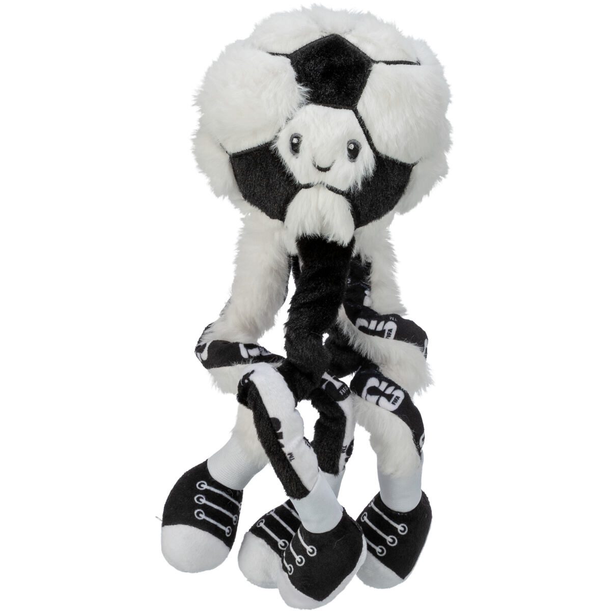 FIFA 2026 fotbalový míč s nožičkami, 32 cm, chlupatý plyš, bílá/černá - LIMITOVANÁ NABÍDKA