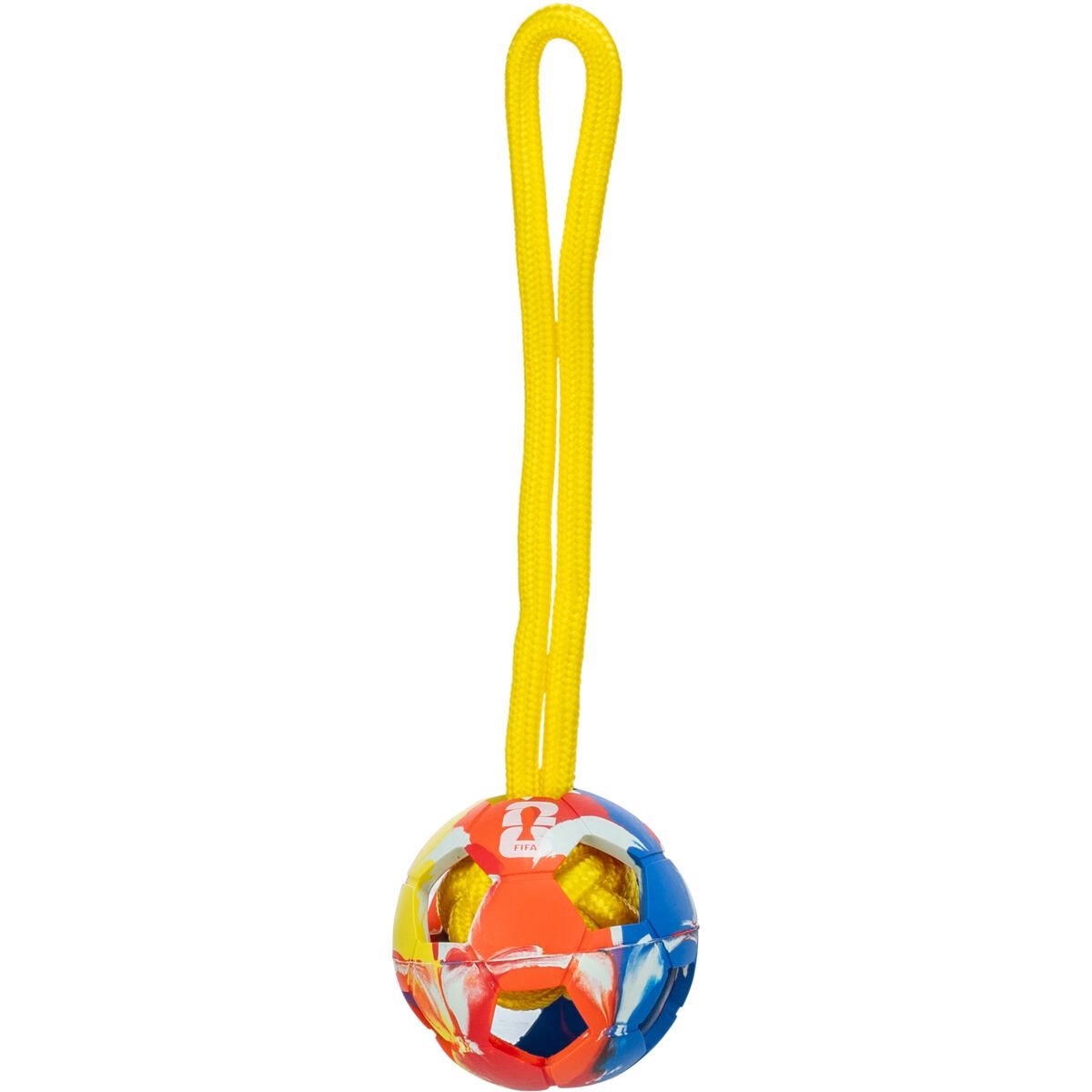FIFA 2026 vrhací míč s lanem, 26 cm, tvrdá guma, bílá/černá/barevná - LIMITOVANÁ NABÍDKA