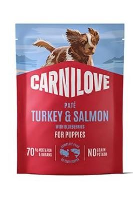 CARNILOVE Dog POUCH Paté Turkey & Salmon with Blueberries for Puppies 300g