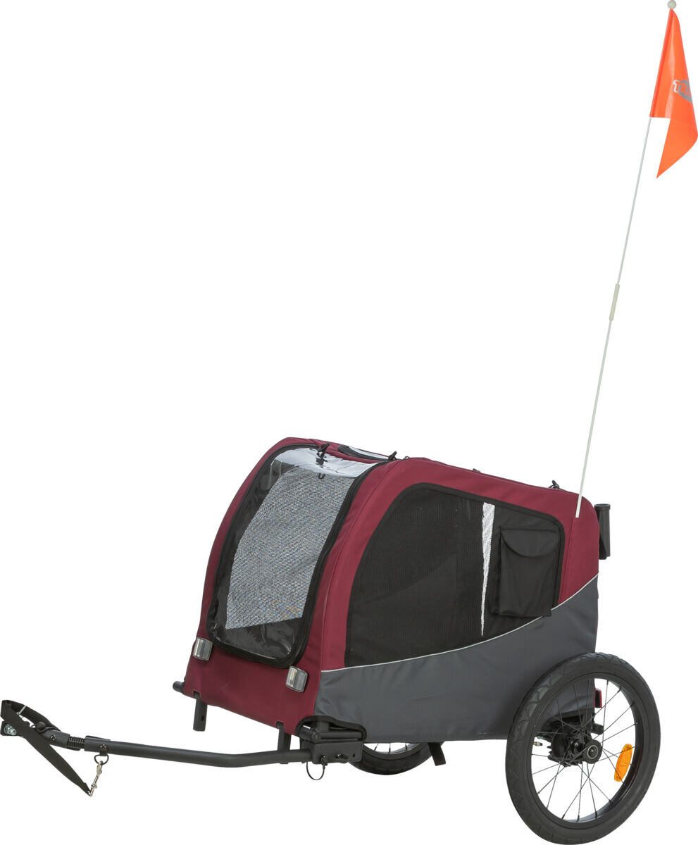 Vozík za kolo, M: 66 × 74 × 76/136 cm, do 22 kg, šedá/červená
