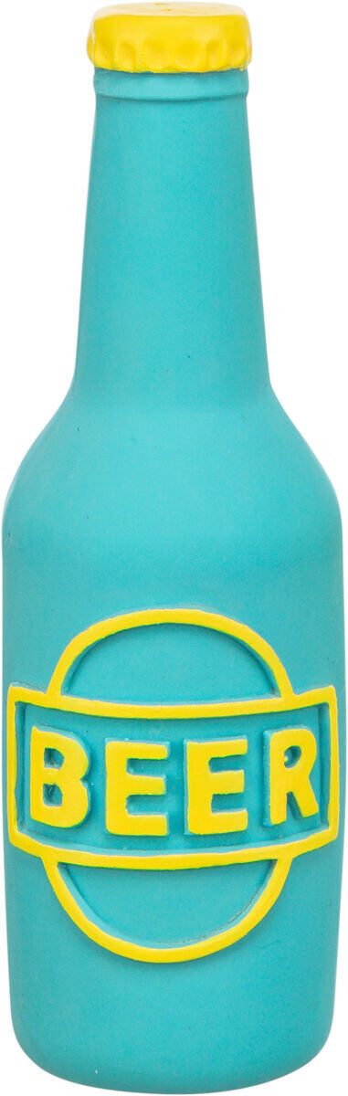 Beer bottle - pivní lahev, latexová hračka se zvukem 12,5 cm, modrá