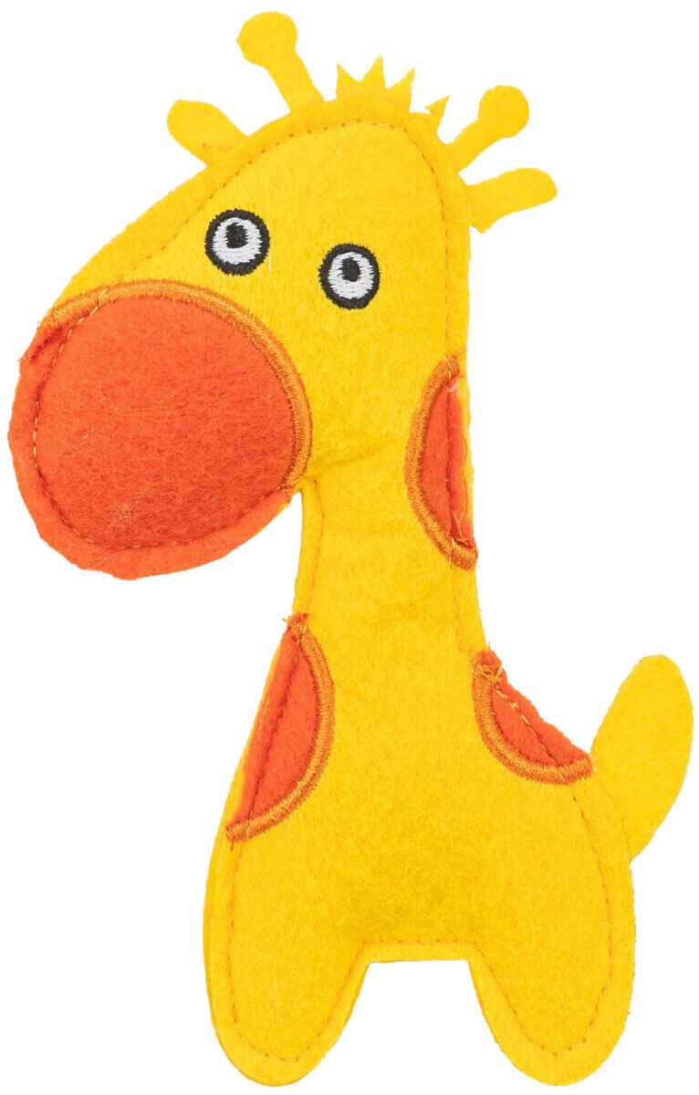 Filcová žirafa, hračka pro kočky s catnipem, 15 cm, žlutá/oranžová