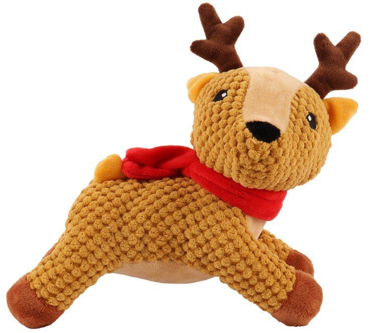 Huhubamboo vánoční sob s červenou šálou 24cm