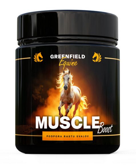 Muscle Boost – zdravý růst svalů, síly a kondice na přírodní bázi, Greenfield Equine, balení 1,5 kg