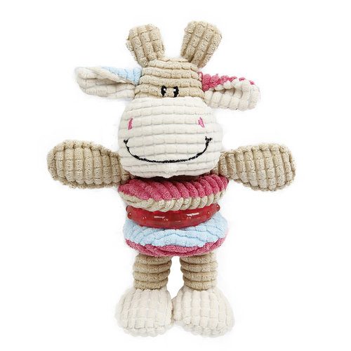 EBI Plyšová hračka pro psy s pískátkem a TPR kroužkem KRÁVA 15,5x21cm