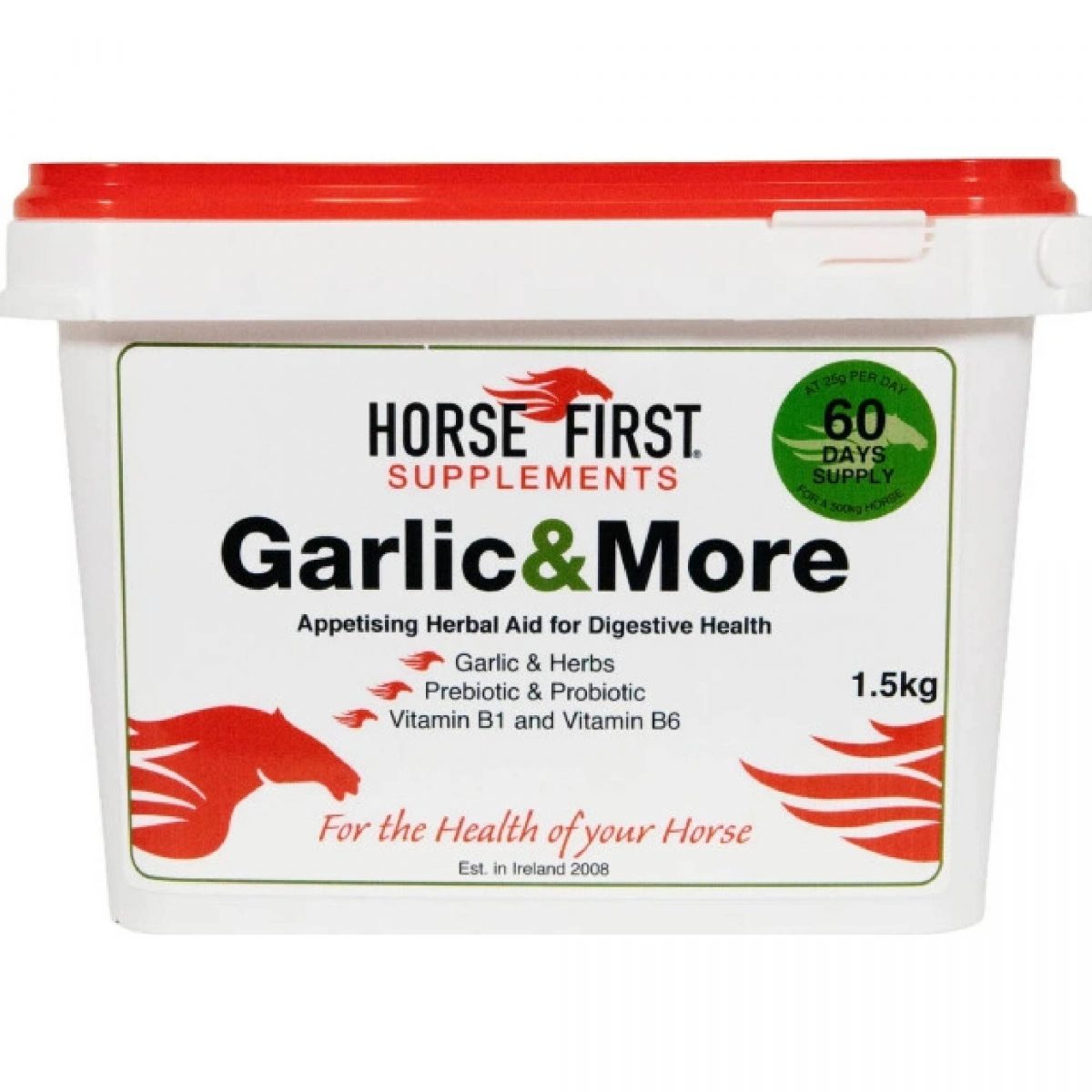 Česnek s probiotiky, vitamíny, minerály a stopovými prvky Horse First Garlic & more, balení 1,5kg (vystačí na 60 dní)