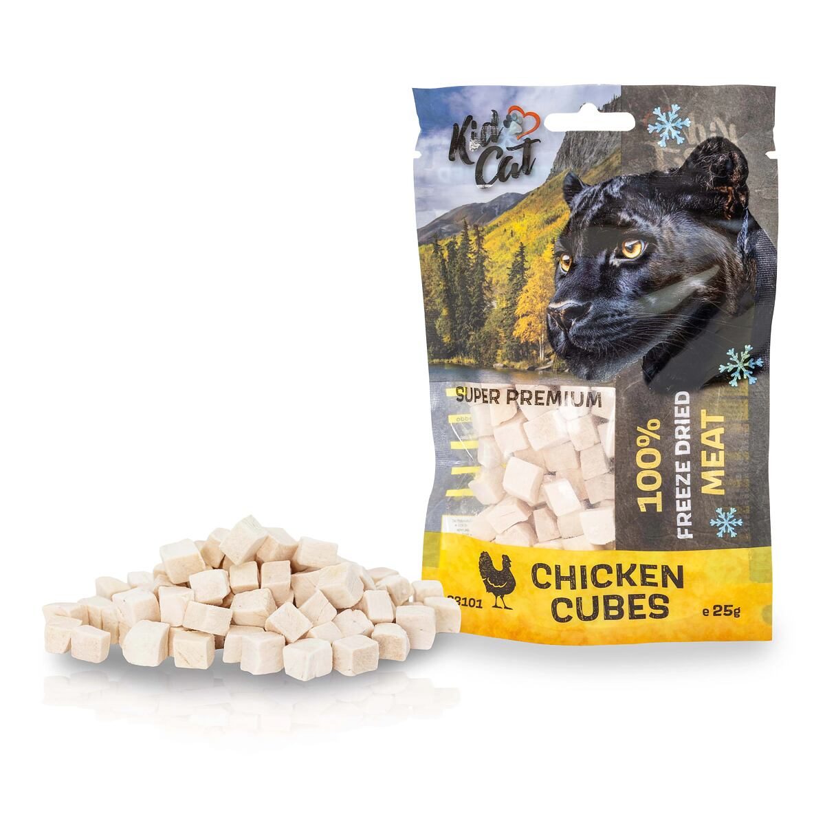 KIDCAT SUPER PREMIUM 100% freeze dried CHICKEN CUBES - kuřecí maso mrazem sušené, 25 g