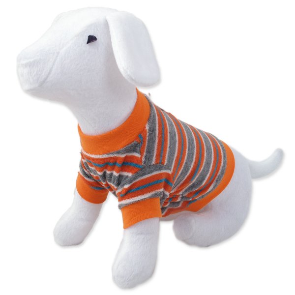 Triko DOG FANTASY s proužky oranžové L