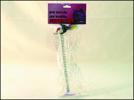 Hračka myš barevná na pružině