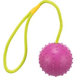 Vrhací míč hrbolatý na šňůře - TRIXIE ø 7 cm/ 30 cm, růžová