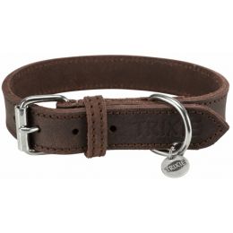 Kožený obojok RUSTIC, S-M: 34-40 cm/ 25 mm, tmavo-hnedá